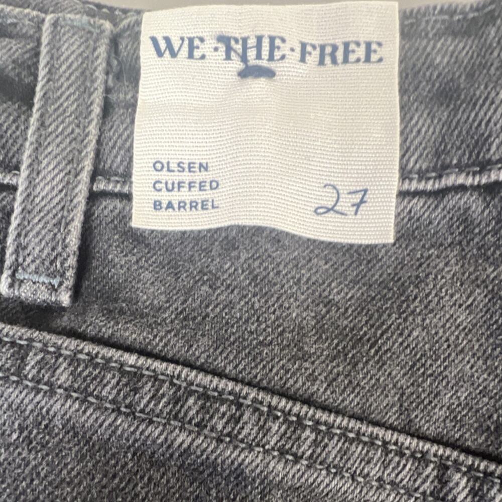 We The Free Cropped Barrel Black Ice Denim Jeans Women Cuffed free people - Picture 8 of 8